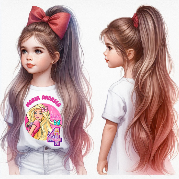 Tricou aniversar personalizat BARBIE crifra aniversara TAN1015 [1]