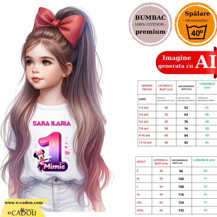 Tricou aniversar personalizat cu Minnie Mouse  TAMM1012.2 [2]