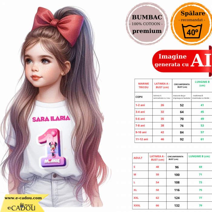 Tricou aniversar personalizat cu Minnie Mouse  TAMM1012.3 [2]