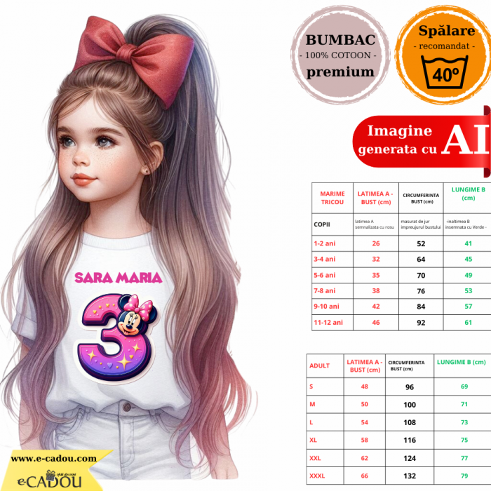 Tricou aniversar personalizat 3 ani cu Minnie Mouse  TAMM1012.6 [2]