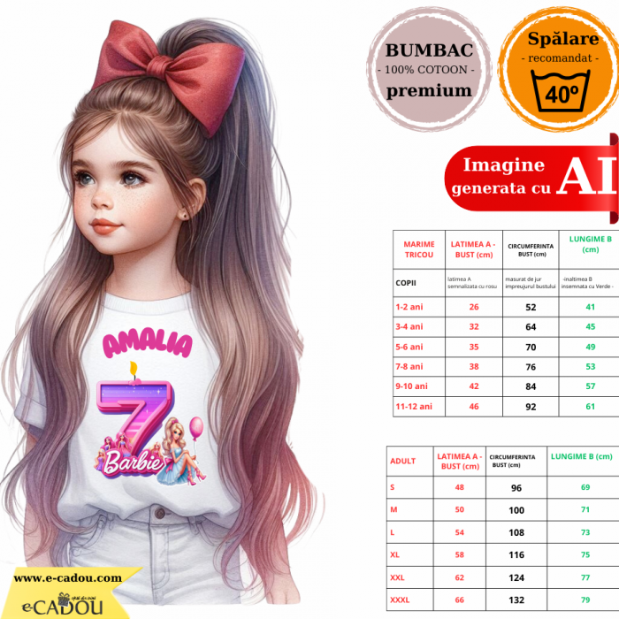 Tricou aniversar  personalizat cu papusa Barbie  TAN1011.3 [2]