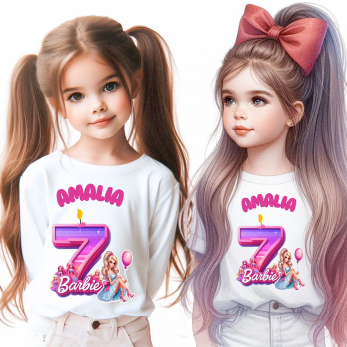 Tricou aniversar  personalizat cu papusa Barbie  TAN1011.3 [1]