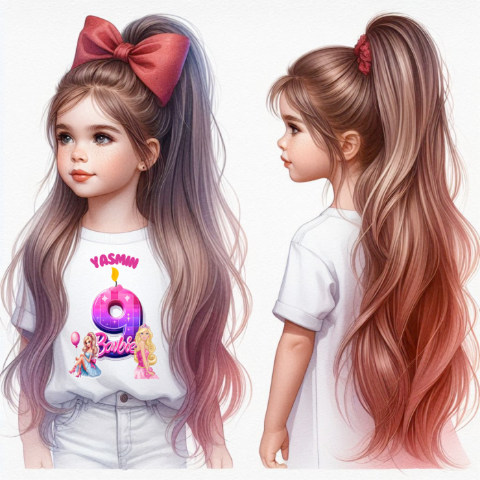 Tricou aniversar personalizat BARBIE crifra aniversara TAN1013 [2]