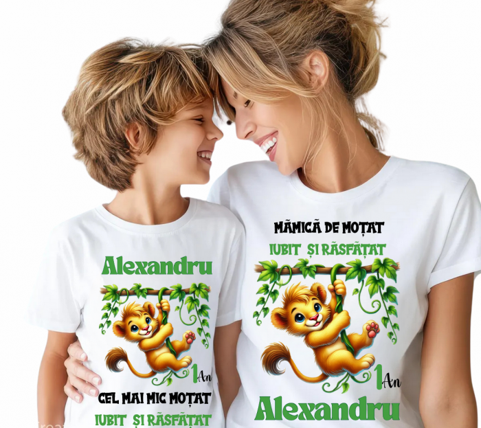 Tricouri Family Aniversare Personalizat pentru mot – Cadou pentru Copii și Părinți | Model Tematic Jungla WILD One [5]