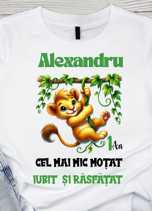 Tricouri Family Aniversare Personalizat pentru mot – Cadou pentru Copii și Părinți | Model Tematic Jungla WILD One [3]