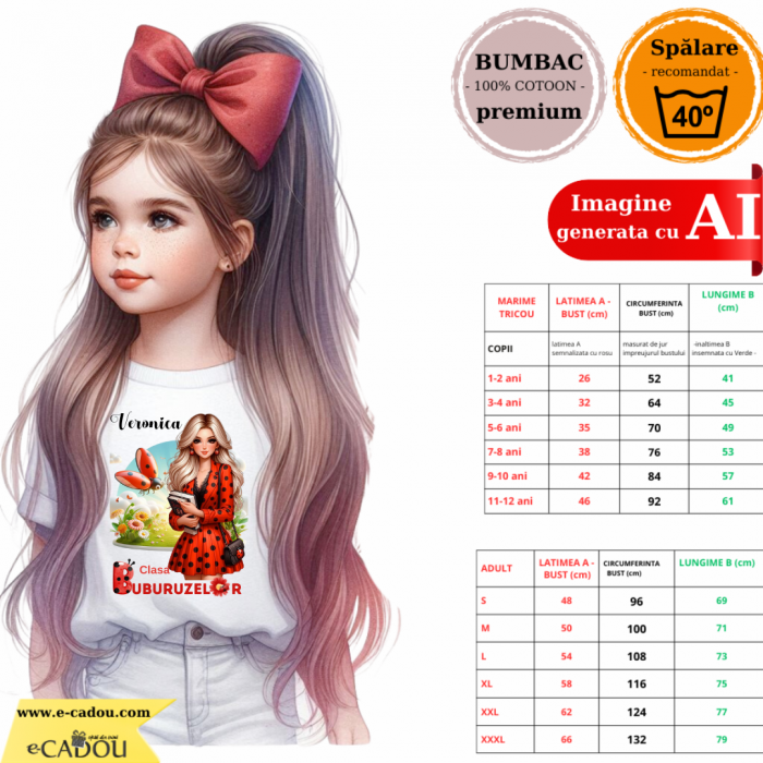 Tricou Doamna la Clasa buburuzelor  pentru scoala sau gradinita  ABS1068.3 [2]