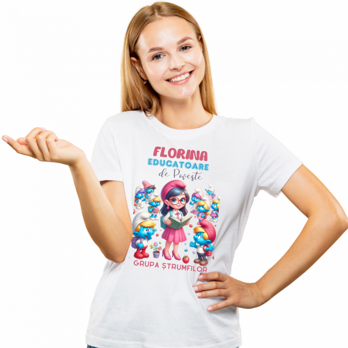 Tricou Doamna educatoare la Clasa strumfilor  pentru scoala sau gradinita  ABS1068.51 [2]