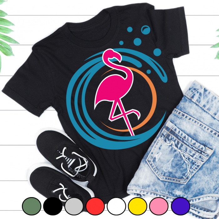 Tricou copii sau adulti din bumbac model Flamingo personalizat cu nume  sau poza preferata TC5040 [2]