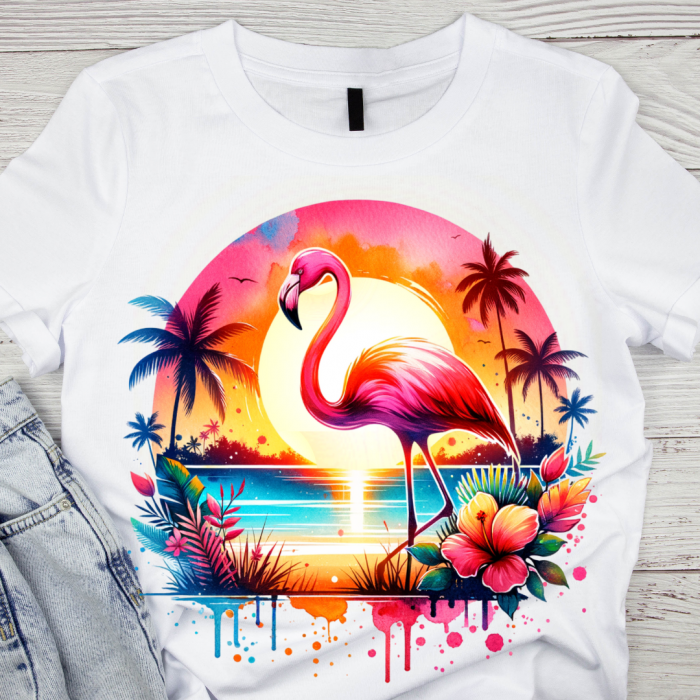 Tricou copii sau adulti din bumbac model Flamingo personalizat cu nume  sau poza preferata TC5041 [1]