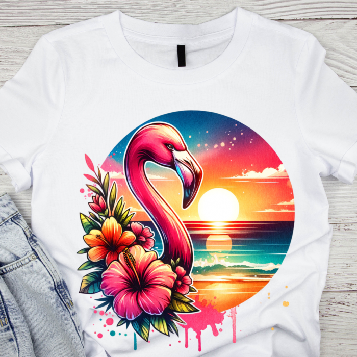 Tricou copii sau adulti din bumbac model Flamingo personalizat cu nume  sau poza preferata TC5044 [1]