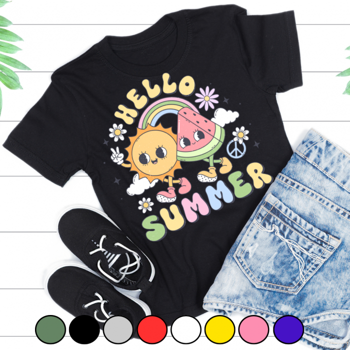 Tricou copii sau adulti din bumbac model SUMMER vibe personalizat cu nume  sau poza preferata TC5050 [2]