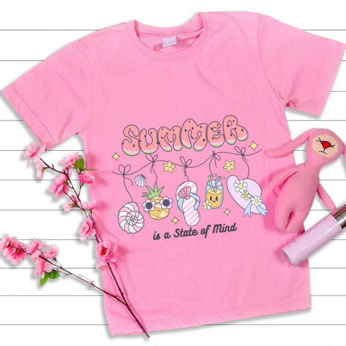 Tricou copii sau adulti din bumbac model SUMMER vibe personalizat cu nume  sau poza preferata TC5051 [2]
