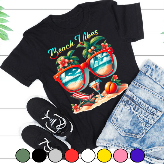Tricou copii sau adulti din bumbac model SUMMER vibe personalizat cu nume  sau poza preferata TC5055 [2]