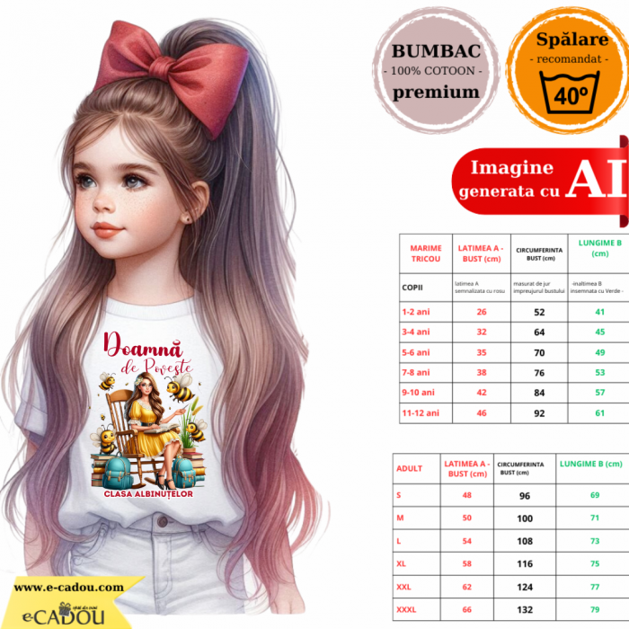 Tricou Doamna de poveste la Clasa albinutelor  pentru scoala sau gradinita  ABS1068.42 [3]