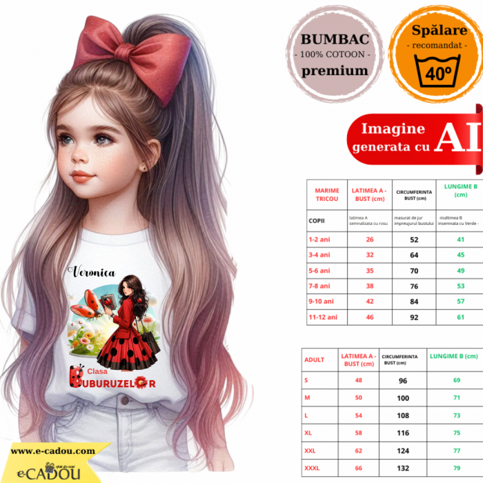 Tricou Doamna la Clasa buburuzelor  pentru scoala sau gradinita  ABS1068.4 [2]