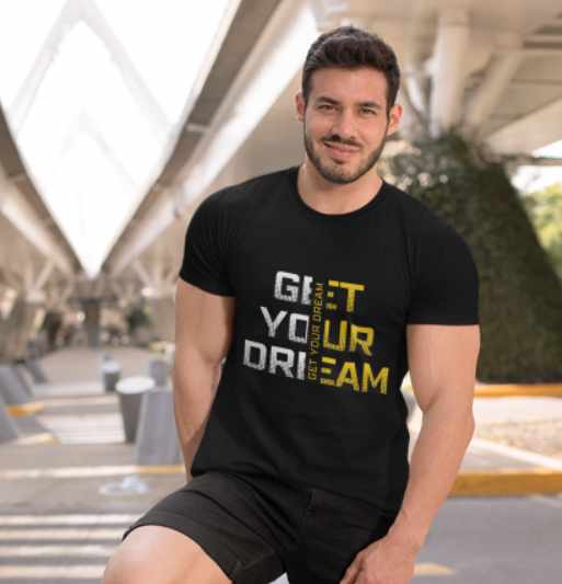 Tricou negru barbati personalizat Get Your Dream [2]