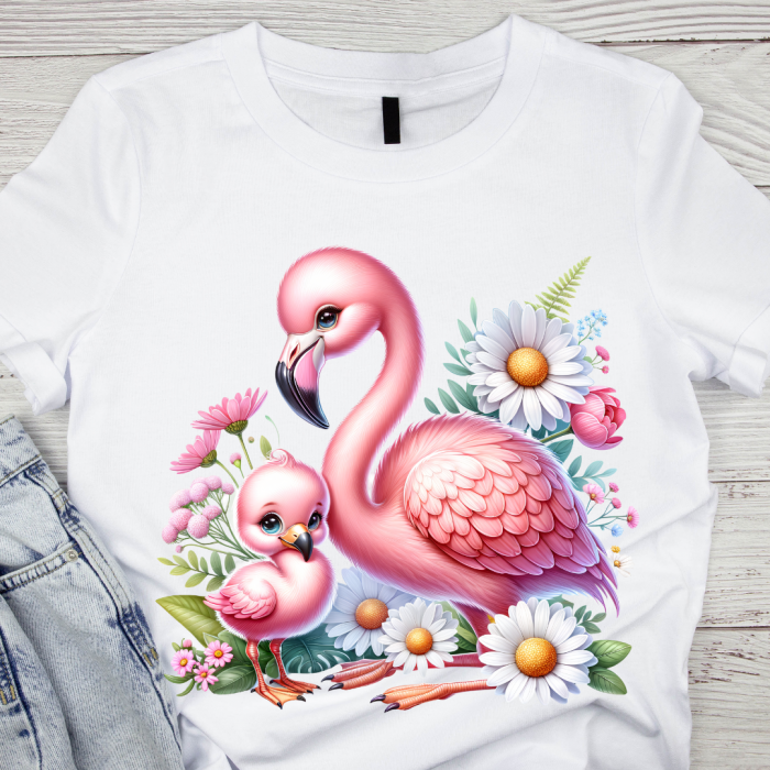 Tricou pentru copii sau adulti din bumbac model Flamingo personalizat cu nume  sau poza preferata TC5032 [1]