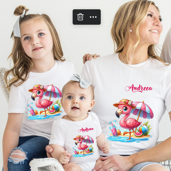 Tricou pentru copii sau adulti din bumbac model Flamingo personalizat cu nume  sau poza preferata TC5037 [6]