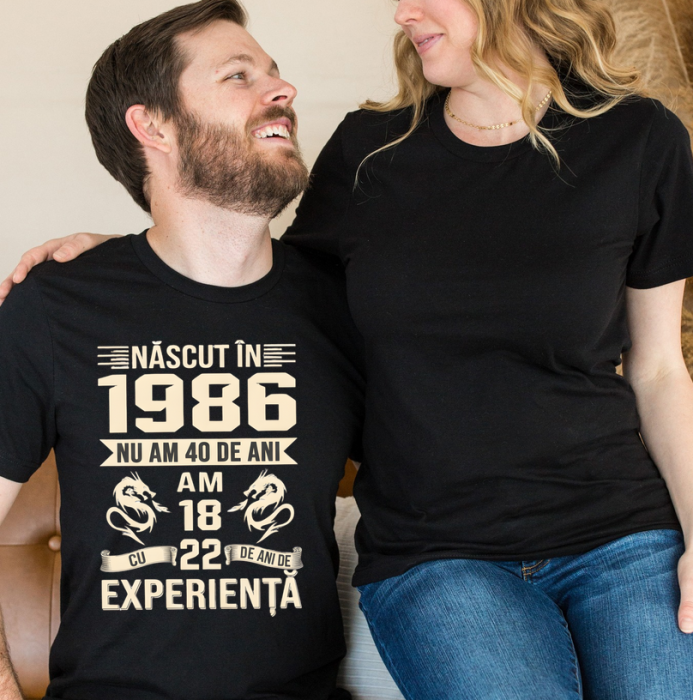 Tricou personalizat „Născut în 1986” – cadou aniversar cu mesaj amuzant [2]