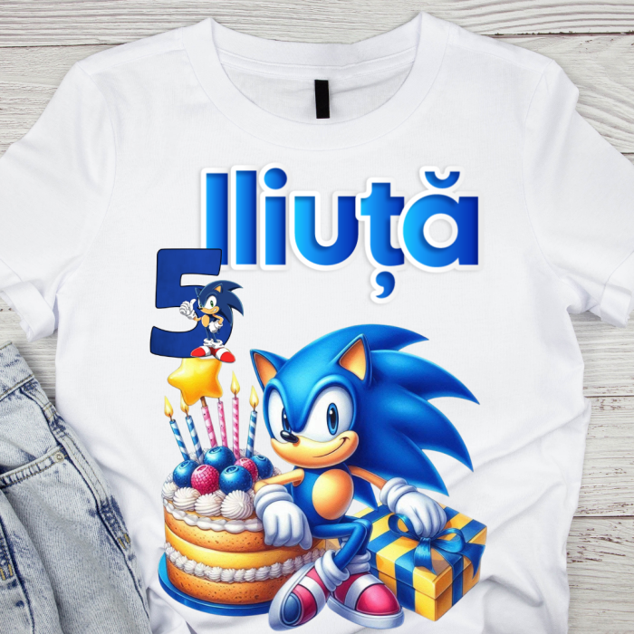 Tricou personalizat aniversar SONIC cu cifra aniversara TAS101 [2]
