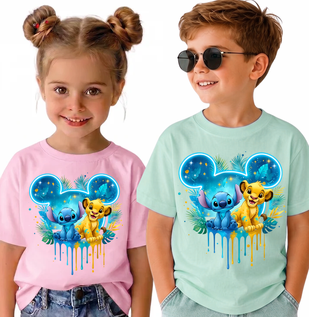 Tricou Personalizat Copii pentru Onomastice și Petreceri SImba Stich [2]