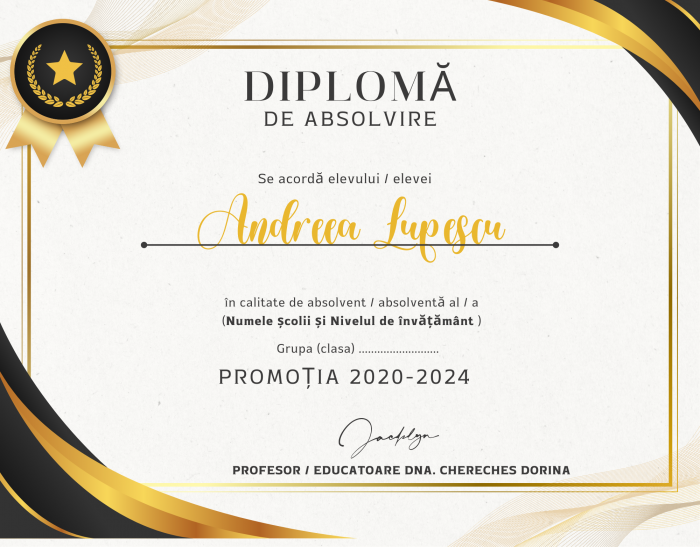 Diplomă personalizată cu text A4 [2]