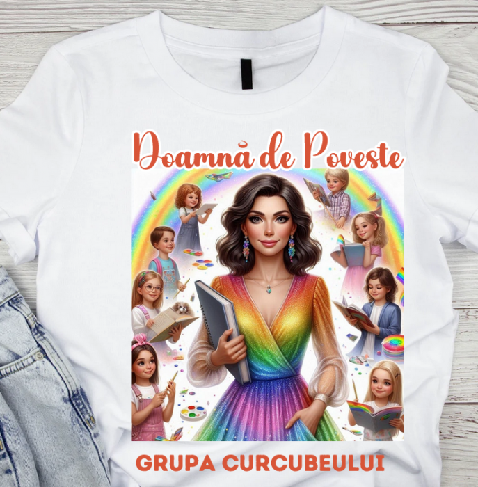 Tricou personalizat tematica curcubeului pentru educatoare, elevi clasa 4 sau gradinita [3]