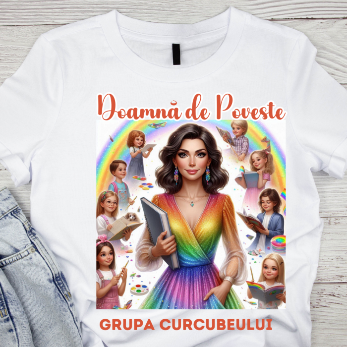 Tricou personalizat tematica curcubeului pentru educatoare, elevi clasa 4 sau gradinita [2]