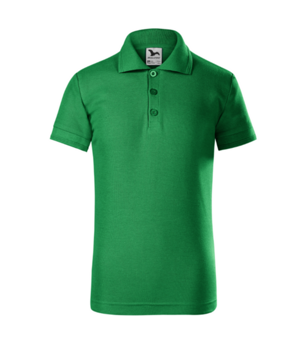 Tricou polo  verde mediu pentru copii din bumbac cu maneca scurta Pique Pol222 [1]