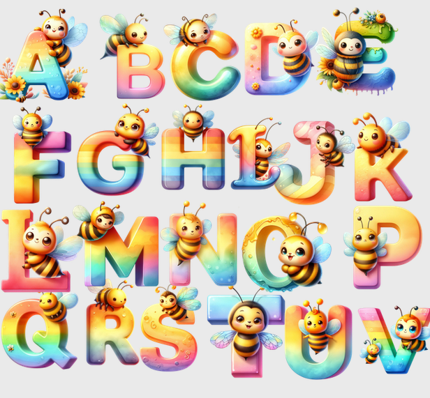 Tricouri Personalizate Grupa Albinutelor– Alfabetul Curcubeu al Albinutelor pentru Copii [5]