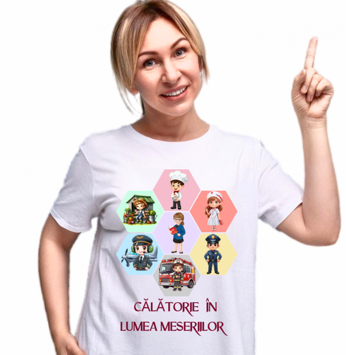 Tricou scolar Calatorii in lumea meseriilor personalizat pentru absolventi de scoala sau gradinita [2]