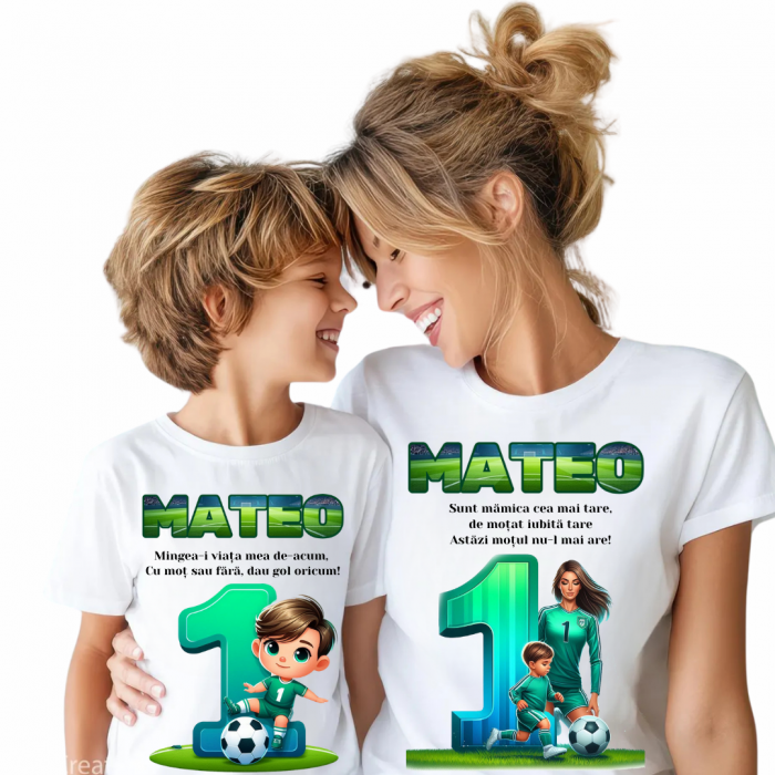 Tricouri Family Aniversare Personalizat pentru mot – Cadou Haios pentru Copii și Părinți | Model Tematic Fotbal [2]