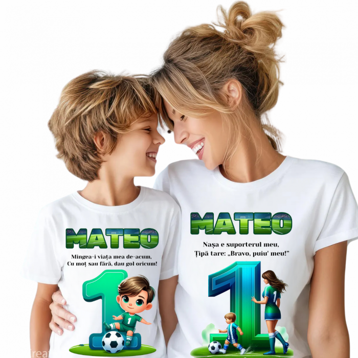 Tricouri Family Aniversare Personalizat pentru mot – Cadou Haios pentru Copii și Părinți | Model Tematic Fotbal [3]