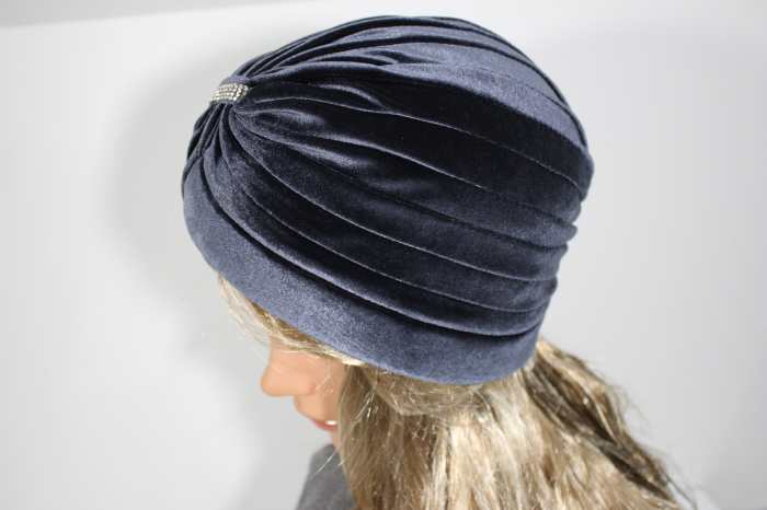Turban catifea rafinat de dama KATY marime universala, captuseala, culoare  dark silver [3]