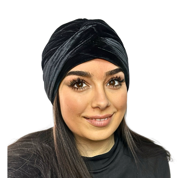 Turban din catifea rafinat de dama DIANA marime 58-60, captuseala polar, culoare negru [2]