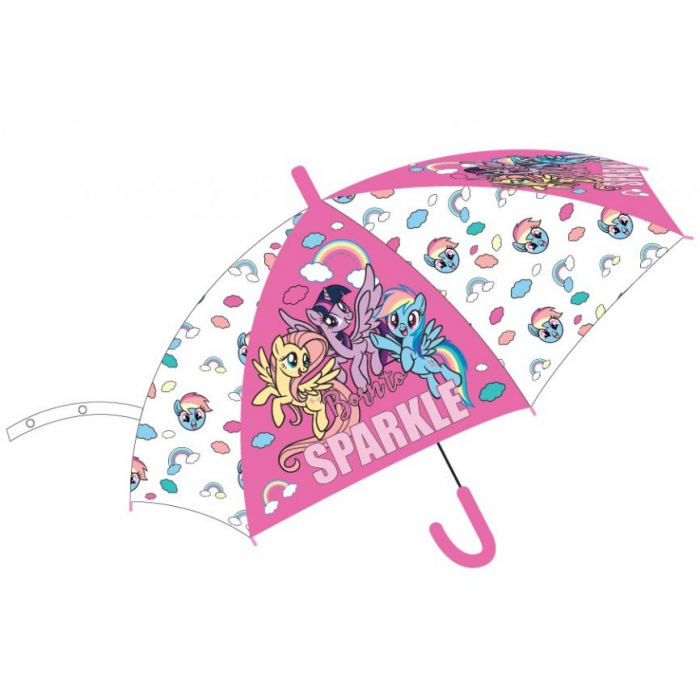Umbrela pentru copii My Little Pony Transparent, Semi-automatic