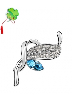 Brosa FLOWER highland aquamarine cu cristale Swarovski si placata cu aur 18K  garantie 6 luni - model 1028 [0]