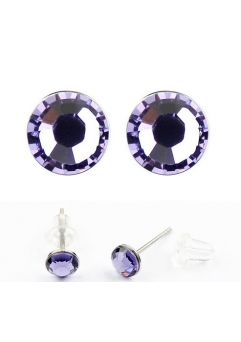 Cercei cu cristale - Cercei LITTLE SHINE violet inchis cu cristale swarovski