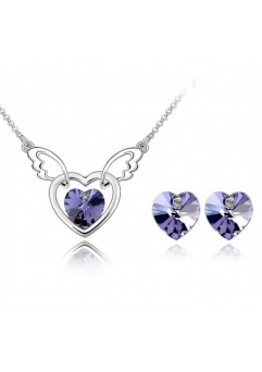 Cadouri aniversare - Set FANTASY HEART Violet inchis cu cristale swarovski