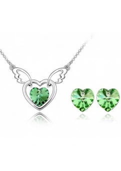 Cadouri aniversare - Set FANTASY HEART verde- green peridot cu cristale