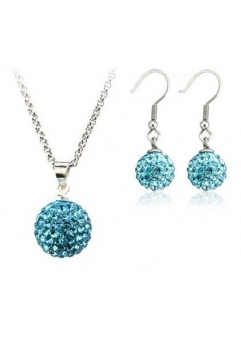 Bijuterii - Set bijuteriii SHAMBALA lung bleo-aquamarine cu cristale