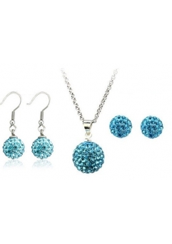 Bijuterii - Set bijuteriii SHAMBALA bleo-aquamarine cu 2 perechi de cercei cu cristale