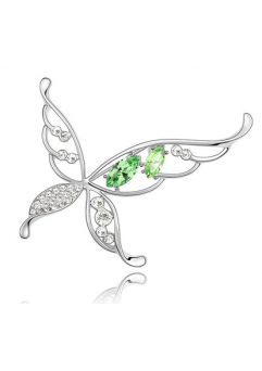 Brose cu cristale - Brosa Butterfly x  green cu elemente Swarovski si placata cu aur 18K garantie 6 luni
