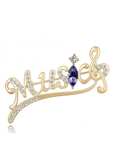 Brose cu cristale - Brosa Music gold cu elemente Swarovski violet si placata cu aur 18K garantie 6 luni