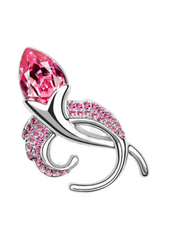 Bijuterii - Brosa Sweet rose cu elemente Swarovski si placata cu aur 18K garantie 6 luni