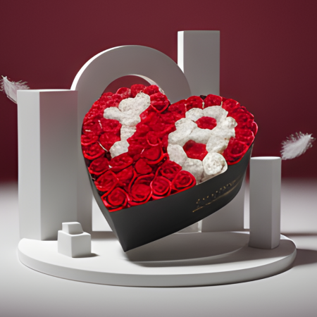 Pachete si seturi cadou femei - Aranjament floral 18 ani varsta aniversara cu trandafiri din sapun 59-62 trandafiri