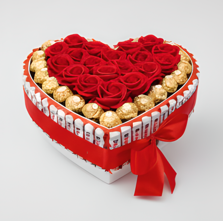 Aranjament Floral cu ciocolata  Kinder Ferrero, 19 Trandafiri, model LOVE19 [5]