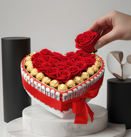 Aranjament Floral cu ciocolata  Kinder Ferrero, 19 Trandafiri, model LOVE19 [3]