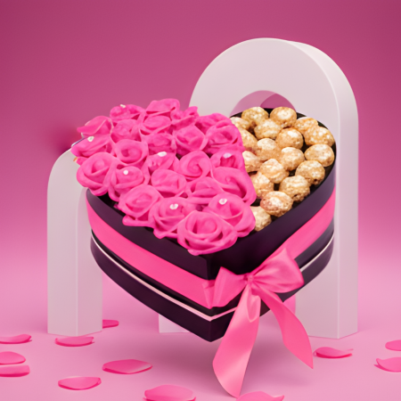 Aranjament Floral Fererro Pink, cu Trandafiri din sapun [7]