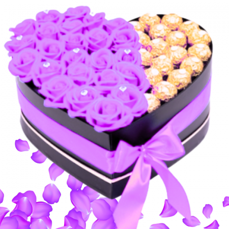 Aranjament Floral Fererro Rosu, cu Trandafiri din sapun [4]